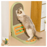 L-Shaped Cat Scratcher Board with Bell Ball Toys – Thickened Double-Sided Scratching Pad and Lounge Bed