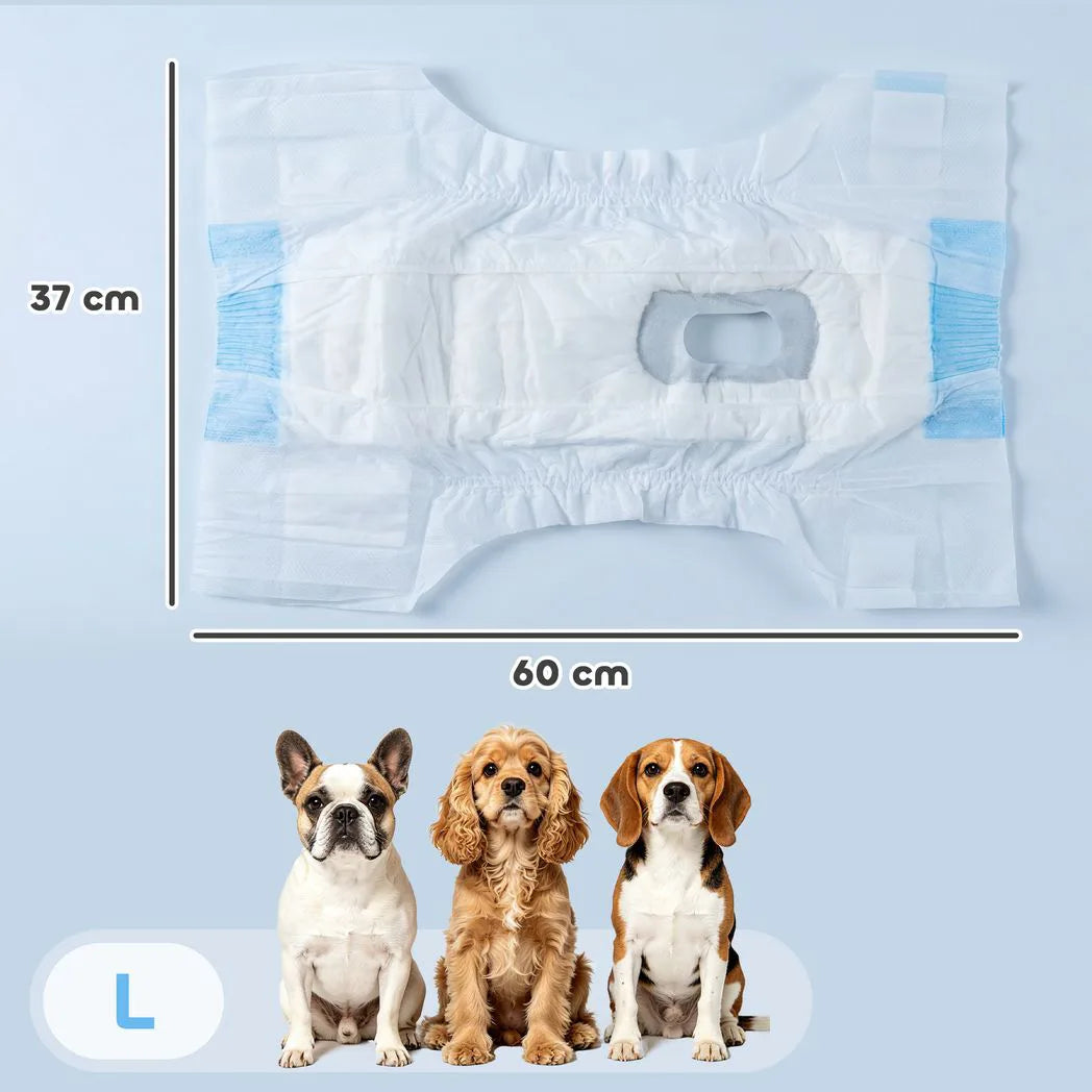 PawHut Disposable Female Dog Nappies for Large Dogs, 48 Count – Leakproof, Incontinence and Training