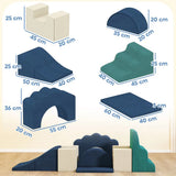 AIYAPLAY 7 Piece Kids Soft Play Set with Velvet Cover – Climb and Crawl Foam Toy for Toddlers, Dark Blue