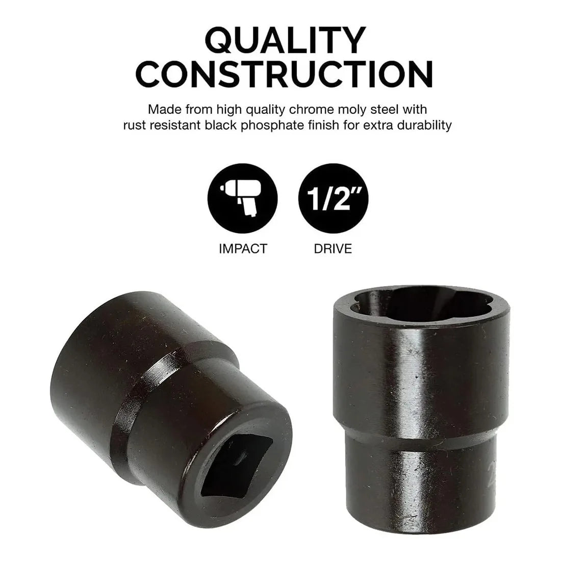 Heavy Duty 40 Piece 1/2 Inch Drive Deep Impact Socket Set, 8–32mm Metric – Chrome Molybdenum Steel Sockets