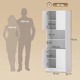 HOMCOM 170cm Kitchen Pantry Cabinet with Soft-Close Hinges and Adjustable Shelves – Freestanding, White Wood Effect
