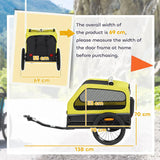 PawHut Dog Bike Trailer with Flip-Down Ramp Tailgate, Quick-Release Frame, Universal Coupler and Reflectors – Yellow