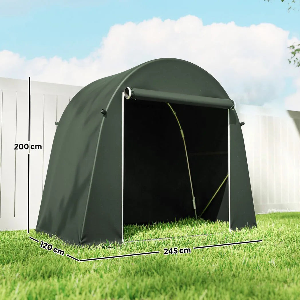 Outsunny 8 x 4 ft Garden Storage Tent, Waterproof Bike Shelter with Roll-Up Zip Door, Green