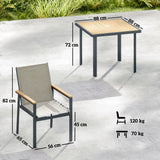 Outsunny 5 Piece Garden Dining Set with Tempered Glass Table and 4 Armchairs, Khaki