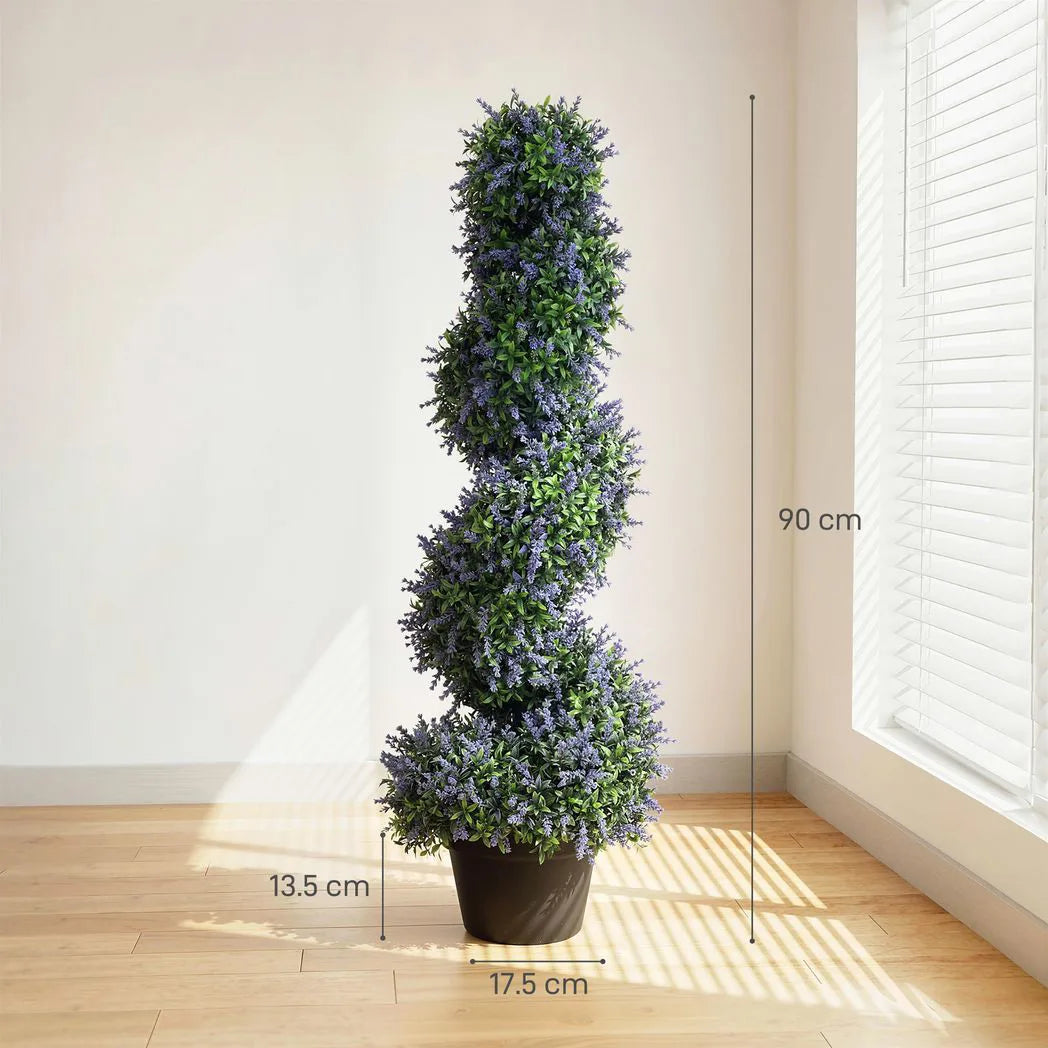 HOMCOM Artificial Lavender Topiary Tree Set of 2