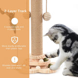 Cat Scratching Post Toy with Ball Track & Spinning Disc – Solid Wood and Sisal Activity Centre