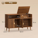 HOMCOM Record Player Stand with Vinyl Storage for up to 300 Albums – Flip-Top Compartment and Cabinet, Walnut