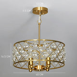 HOMCOM 51 Crystallite Four-Bulb Chandelier with 130 cm Adjustable Chain – Gold-Tone Ceiling Light