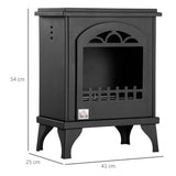 HOMCOM Free Standing Ethanol Fireplace with 0.9L Tank, 3 Hours Burning Time – Vintage-Style Bioethanol Heater Stove, Black
