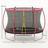 SPORTNOW 10ft Outdoor Trampoline with Enclosure Net, Padded Poles & Spring Cover – Garden Trampoline, Pink