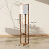 HOMCOM 4-Tier Shelf Floor Lamp with USB Ports – Rustic Brown