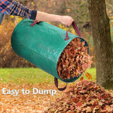 2 Pack 272L Reusable Garden Waste Bags – Heavy Duty Collapsible Woven Sacks with 4 Handles, Green