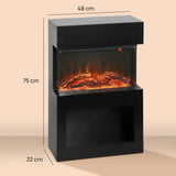 HOMCOM 19" Electric Fireplace with Surround, 3D Flame Effect and Remote – 1000W/2000W Electric Fire, Black