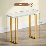 HOMCOM 100 cm Console Table with Faux Marble Top and Gold Tone Frame – Narrow Entryway Table, White