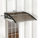 Outsunny Front Door Canopy with Polycarbonate Panels and Aluminium Frame, 103 x 96.5cm – Rain Shelter, Brown