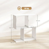 HOMCOM S-Shaped 3-Tier Narrow Side Table with Storage Shelves, 50W x 19.5D x 58H cm – Living Room End Table, White
