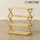 HOMCOM 4-Tier Folding Bamboo Shoe Rack, 12 Pairs, 67 x 60 x 29 cm – Natural