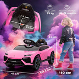 AIYAPLAY 12V Lamborghini Licensed Electric Ride On Car with Remote Control – Kids 3–6 Years, Pink