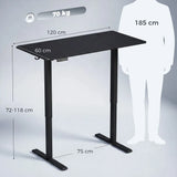 HOMCOM Electric Standing Desk with Memory Control, LED Display & 2 Cable Holes – Sit Stand Desk, Black
