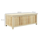 Outsunny 172L Wooden Outdoor Storage Box with Hinged Lid – Fir Wood Terrace Box for Garden, Natural