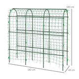 Outsunny 183 cm Metal Garden Arch Trellis with Climbing Net – Plant Support for Fruit and Vegetables