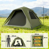 Outsunny 2-3 Person Pop Up Tent with 3000mm Waterproof Rating, UPF50 & Mesh Windows – Instant Camping Tent, Green