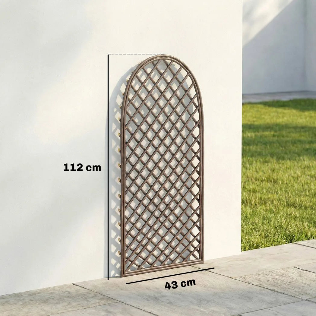 Outsunny Hand-Woven Wicker Garden Trellis Panel with Dome Top for Climbing Plants, 43 x 112 cm, Natural