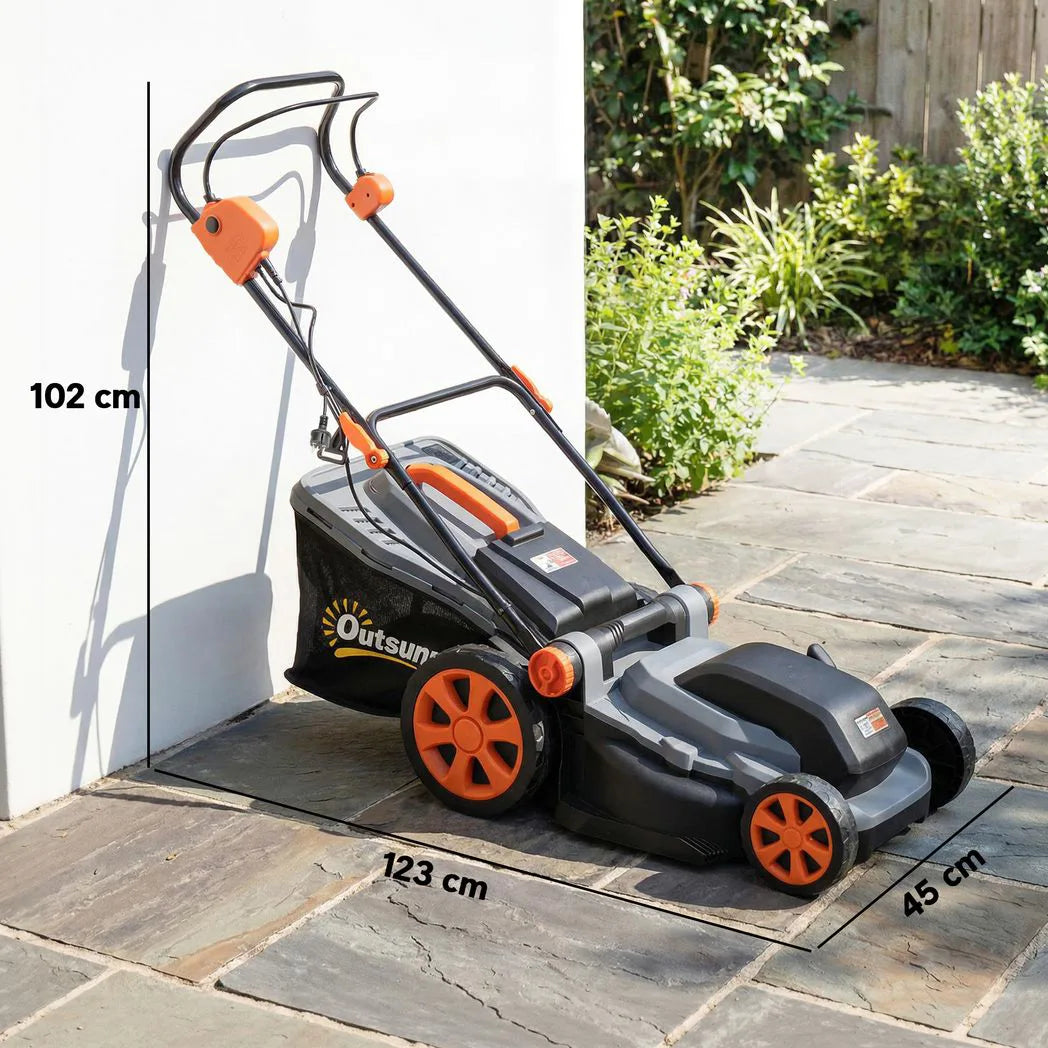 Outsunny 1800W Electric Lawnmower with 40cm Cutting Width, Mulching Function & 50L Grass Bag – 6 Cutting Heights