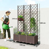 Outsunny Self-Watering Raised Planter with Trellis – Mobile Plastic Garden Bed on Wheels, 130L, 192cm