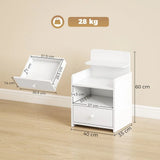 HOMCOM Bedside Cabinet with Drawer and Shelves – Versatile Bedside Table for Bedroom or Living Room, White