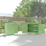 Outsunny Wooden Garden Storage Cabinet with Galvanised Top – 2-in-1 Potting Bench and Tool Shed, Green
