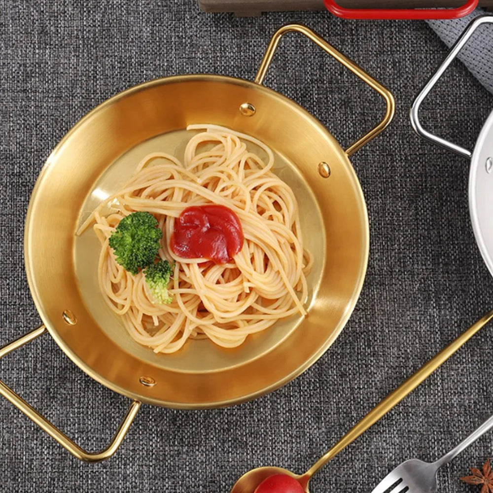3 Piece Stainless Steel Double-Handle Frying Pan Set, 22cm, 24cm and 26cm – Seafood, Rice and Stir Fry Pans