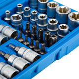 34-Piece Torx Star Socket & Bit Set with E-Torx and Tamper-Proof Bits – Storage Case Included