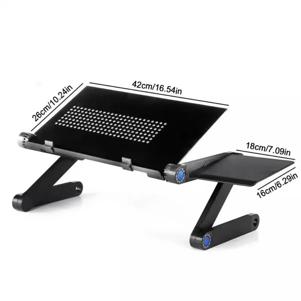 Adjustable Folding Laptop Stand Table with 360° Rotating Legs – Portable Lap Desk for Bed & Sofa, Black