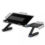 Adjustable Folding Laptop Stand Table with 360° Rotating Legs – Portable Lap Desk for Bed & Sofa, Black