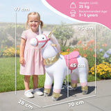 AIYAPLAY Kids Rocking Horse with Wheels & Pedals – Plush Walking Ride-On Unicorn Toy for Ages 3-5, White