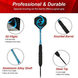 24g Steel Tip Darts Set of 6 with PVC Shafts, 12 Flights, Sharpener & Case – Professional Darts for Bristle Boards