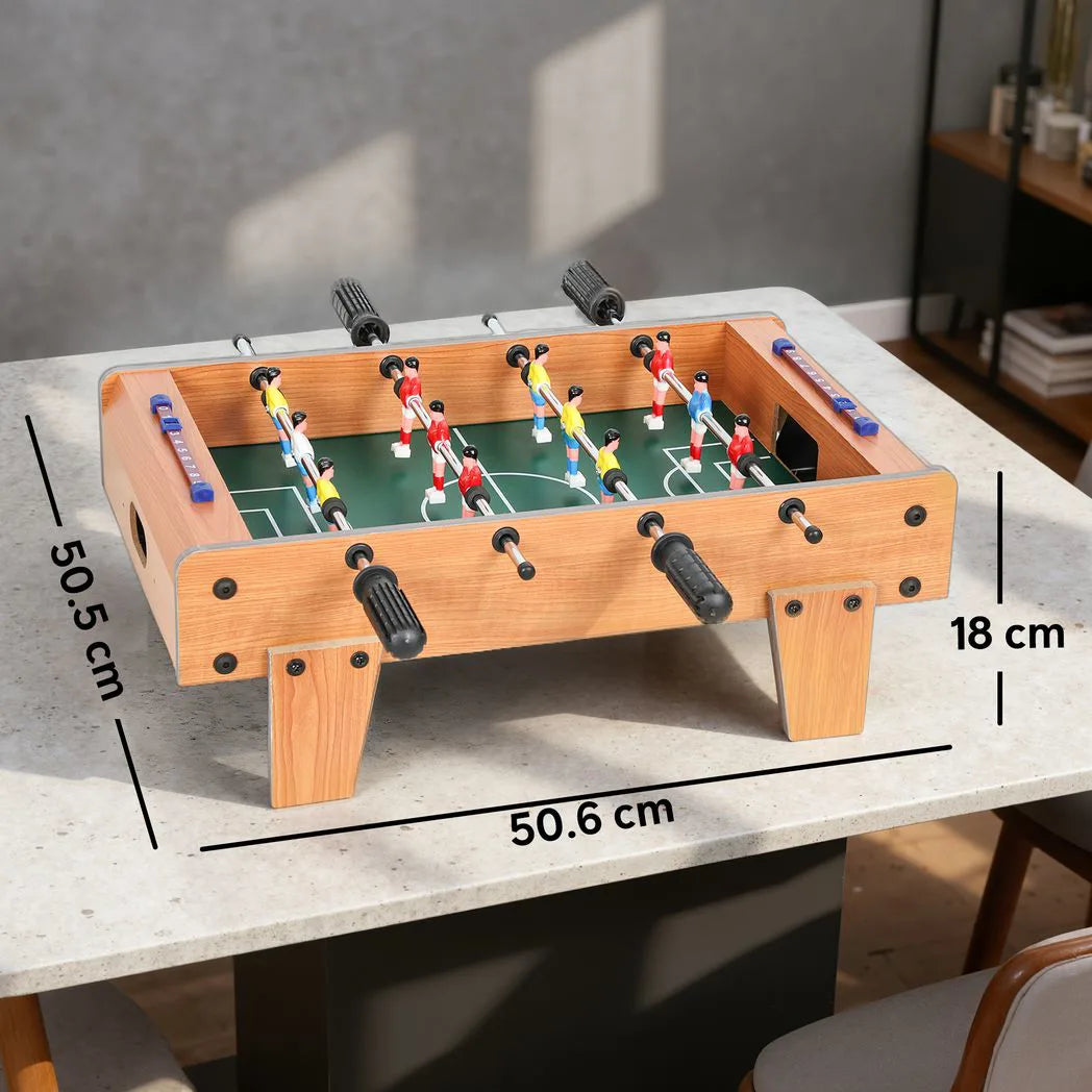 SPORTNOW 20in Table-Top Football Table with Steel Rods – Compact Foosball Game for Kids & Adults, Wood Finish