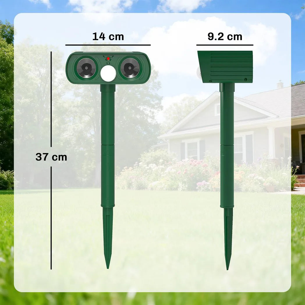 Outsunny Solar Ultrasonic Cat Repellent with PIR Motion Sensor and LED Flash – Weatherproof Garden Deterrent
