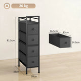 HOMCOM 4 Drawer Slim Fabric Chest of Drawers with Steel Frame – Narrow 20 cm Storage Cabinet for Small Spaces, Black