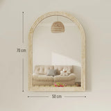 HOMCOM Arched Wall Mirror with Grooved Edge & Hooks, Wall-Mounted Mirror