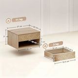 HOMCOM Set of 2 Floating Bedside Tables with Drawer and Open Shelf – Natural Wood Finish