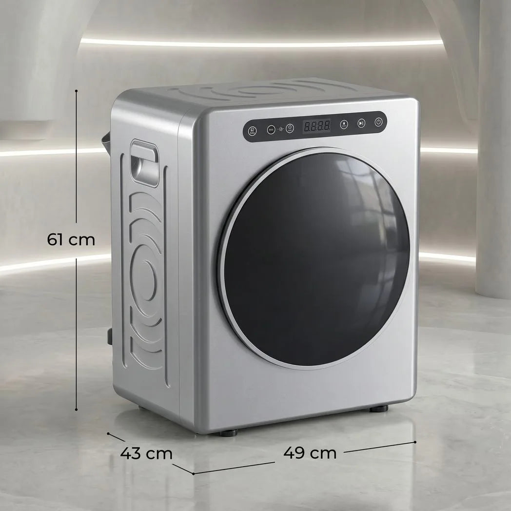 HOMCOM 5kg Compact Vented Tumble Dryer with 40–60°C Settings and Anti-Crease Function – Silver Tone