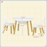 AIYAPLAY 3-Piece Kids Activity Table and Chairs Set with Storage Mesh Bag, Bear Backrests – White