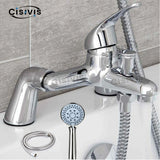 Chrome Bath Shower Mixer Tap with Handheld Shower Set, Ceramic Discs – Deck Mounted Bath Filler