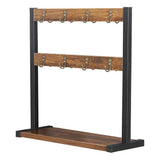 Tabletop 2-Tier Wooden Mug Rack with 16 Hooks – Industrial Farmhouse Coffee Mug Holder, Carbonised Wood