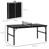 SPORTNOW 5ft Mini Table Tennis Table with Net & Aluminium Frame – Folding Indoor Outdoor Ping Pong Table, Black