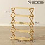 HOMCOM 5-Tier Folding Bamboo Shoe Rack – Holds 15 Pairs, No Assembly, Natural