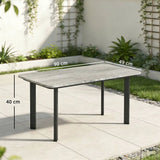Outsunny Garden Coffee Table with Slatted Wood Plastic Composite Top & Metal Frame – Patio Table, Grey