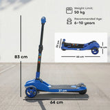 AIYAPLAY Kids Three-Wheel Foldable Electric Scooter with LED Lights, Ages 6–10, Blue